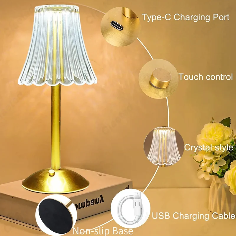 Trådlampe med krystaldekor og dimbar belysning - GlamLight | Luvikno