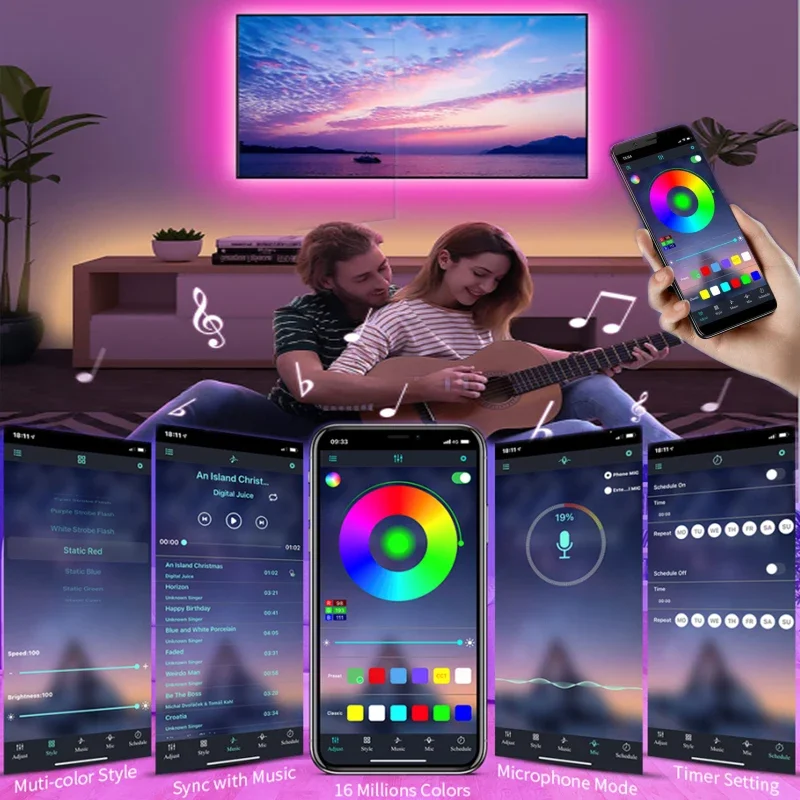 USB LED STRIPE MED FARGEENDRING - RGB LYS FOR ROMDEKORASJON & TV BAKBELYSNING | Luvikno