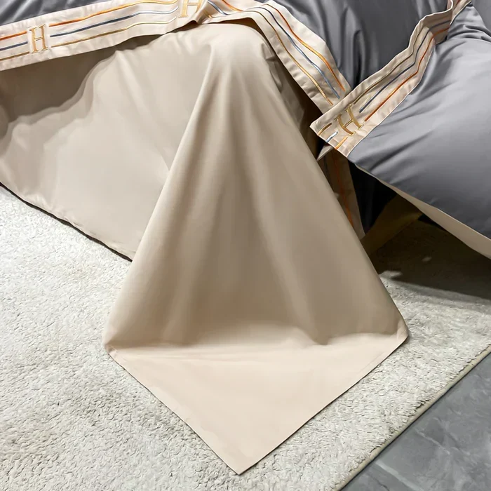 Satin Bomull Brodert Sengetøy Sett - Luxora | Luvikno