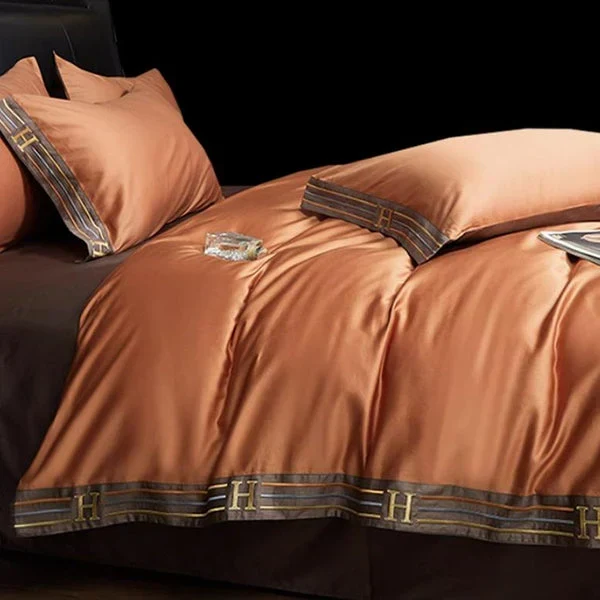 Satin Bomull Brodert Sengetøy Sett - Luxora | Luvikno