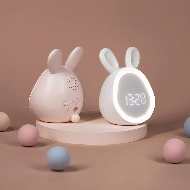 Kanin-formet barneklokke med LED-nattlys - BunniGlow | Luvikno