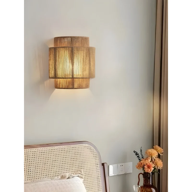 Moderne Rattan Vevd Vegglampe - WeaveGlow | Luvikno