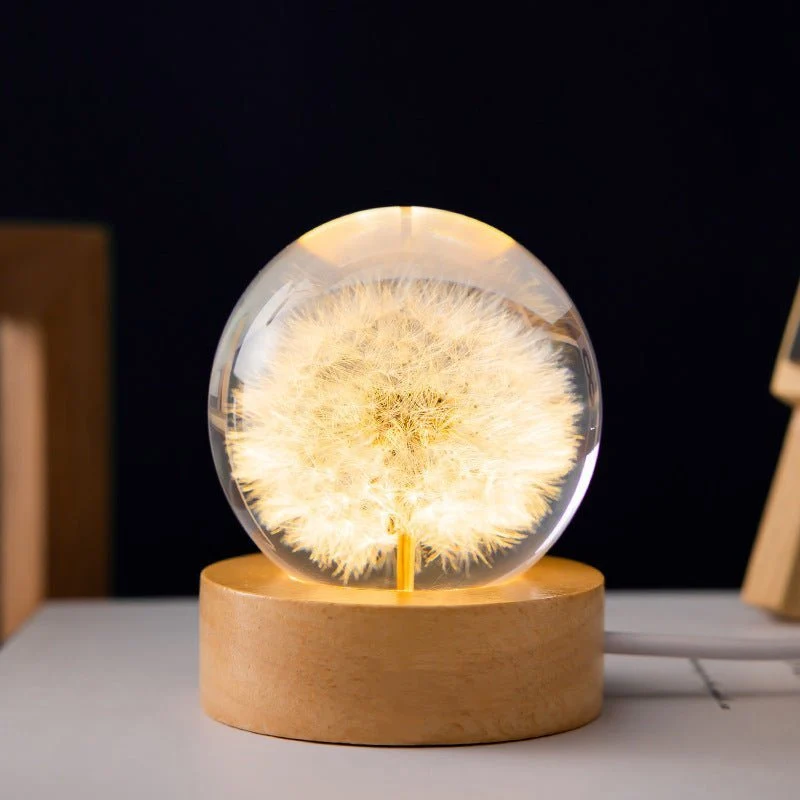 Krystallkjønn lampe med evige blomster – Lumora | Luvikno
