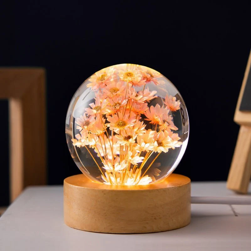 Krystallkjønn lampe med evige blomster – Lumora | Luvikno