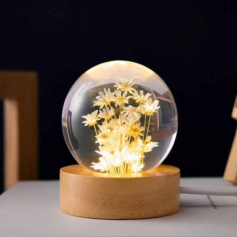 Krystallkjønn lampe med evige blomster – Lumora | Luvikno