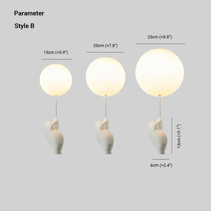 Barnelysest lampe med bjørn og ballong - CloudBear | Luvikno
