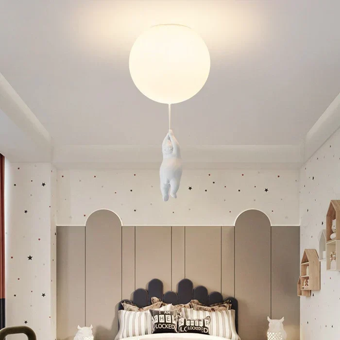 Barnelysest lampe med bjørn og ballong - CloudBear | Luvikno