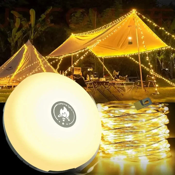 Campinglampe med 10 m RGB lyskjede — Din magiske lyskilde for uforglemmelige utendørsopplevelser | Luvikno