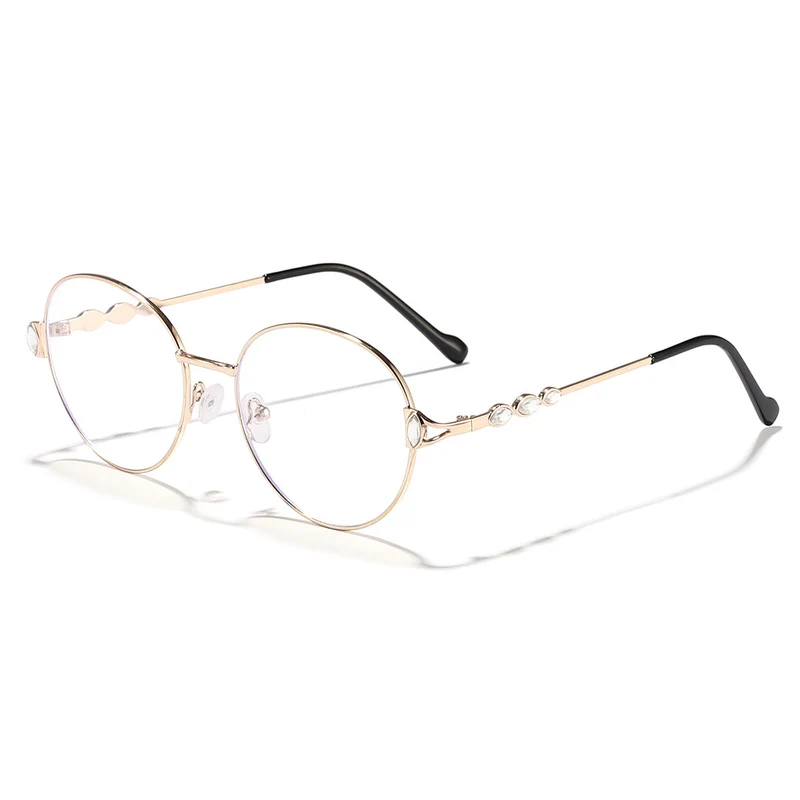 Dame rund solbrille med elegant metallramme og speilvendte glass Luvikno