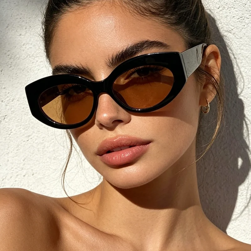 Dame Cat-Eye solbriller med lekent gjennomsiktig design Luvikno