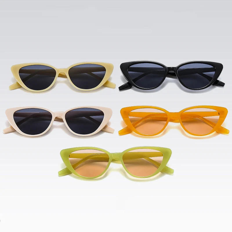 Dame Cat-Eye solbriller med moderne ekstrem ramme Luvikno