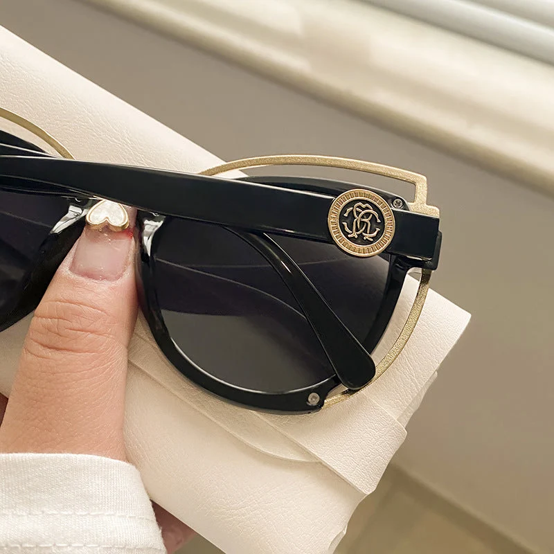 Dame Cat-Eye solbriller med glitrende detalj Luvikno