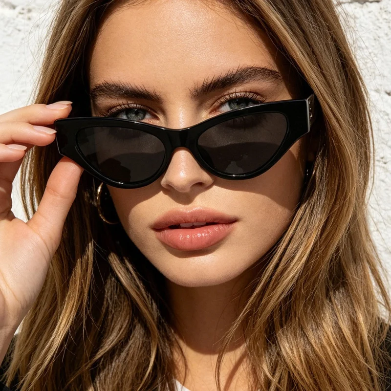 Dame Cat-Eye solbriller med elegant, gjennomsiktig ramme og UV-beskyttelse Luvikno