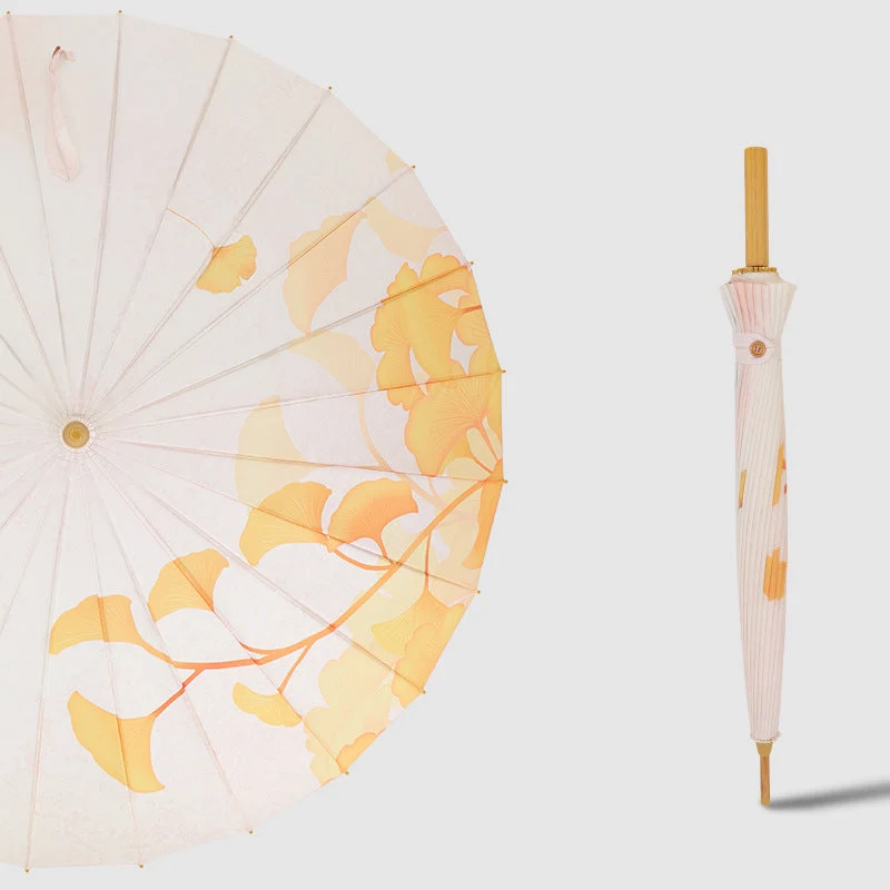 Kvinnens sammenleggbare solskjermparaply med kunstnerisk design Luvikno
