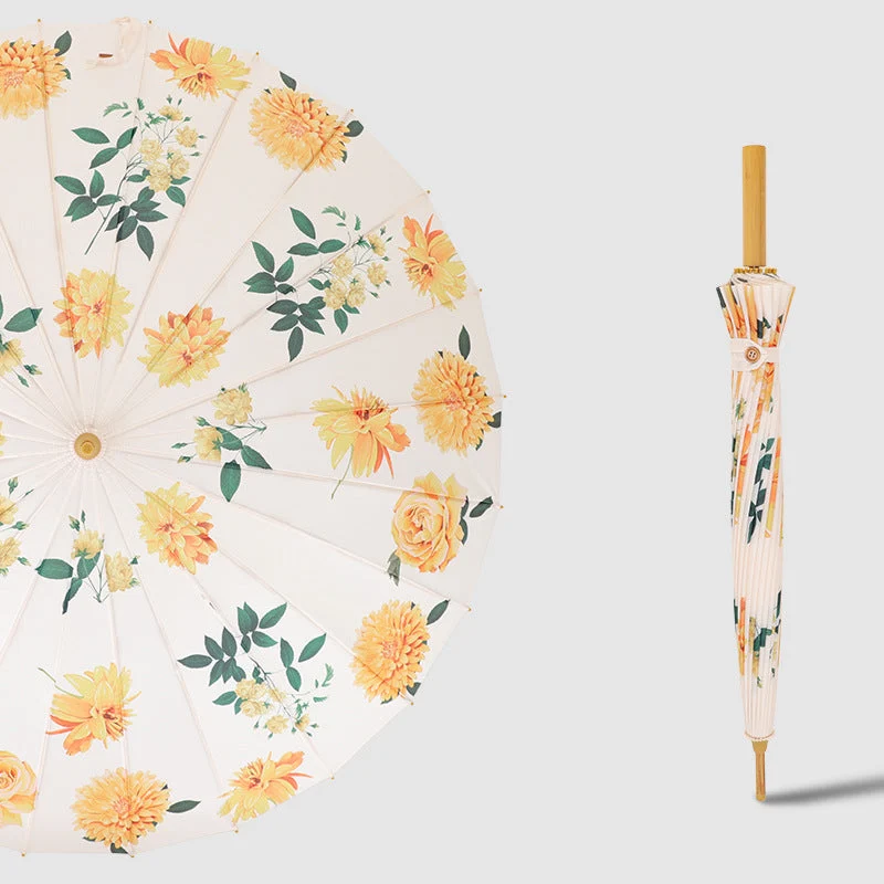 Kvinnens sammenleggbare solskjermparaply med kunstnerisk design Luvikno
