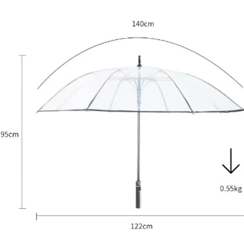 Damer Transparent Paraply med Ergonomisk Håndtak Luvikno