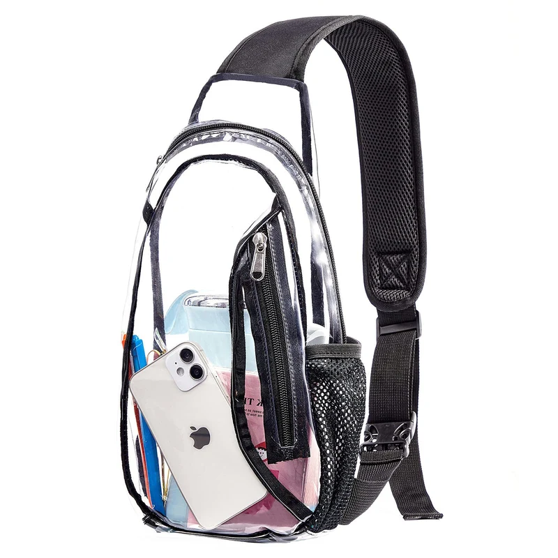 Unisex gjennomsiktig sling ryggsekk med flere rom Luvikno