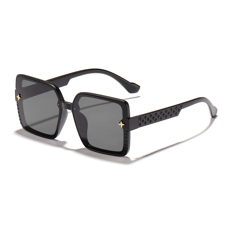 Dame moteriktig firkantet solbrille med dekorert ramme Luvikno