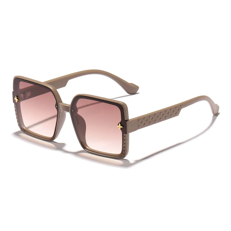 Dame moteriktig firkantet solbrille med dekorert ramme Luvikno