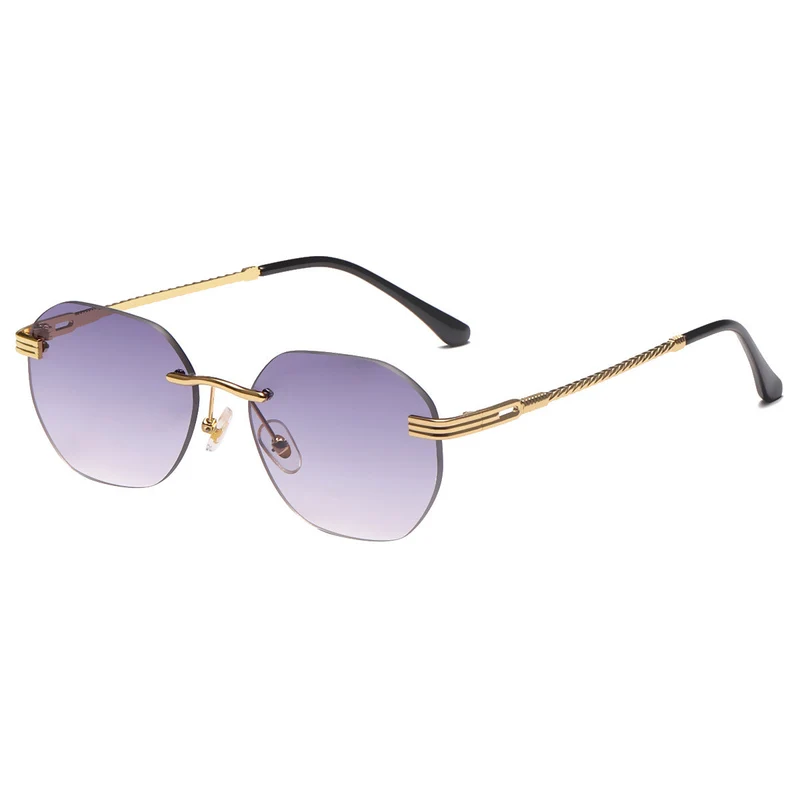 Dame moteriktig geometrisk solbrille med dekorativ metallegering Luvikno
