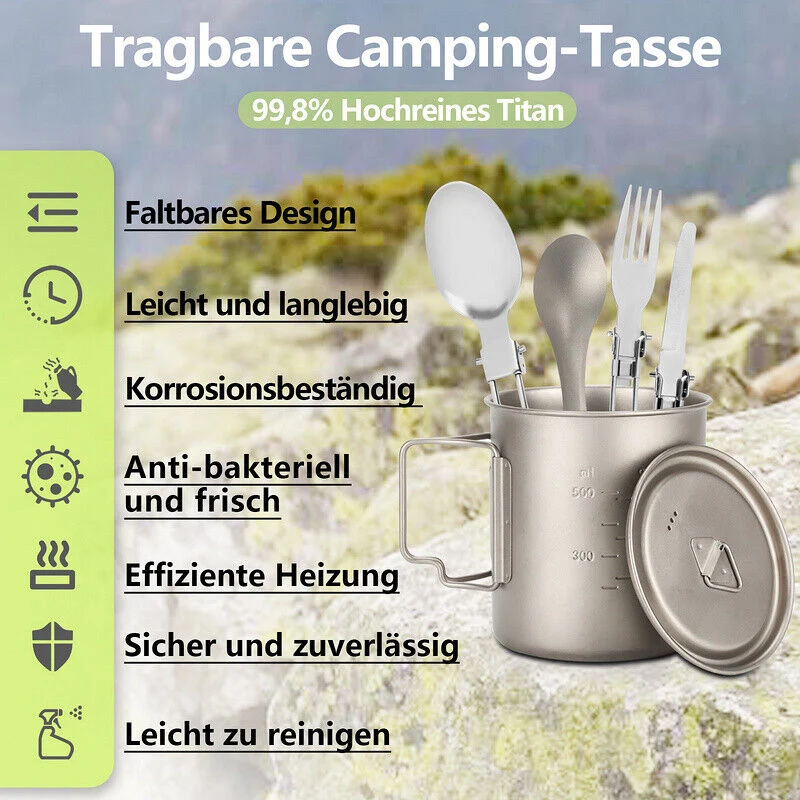 Titan Cup Set med Bestikk Gafler & Skjeer Campingkopper | Luvikno