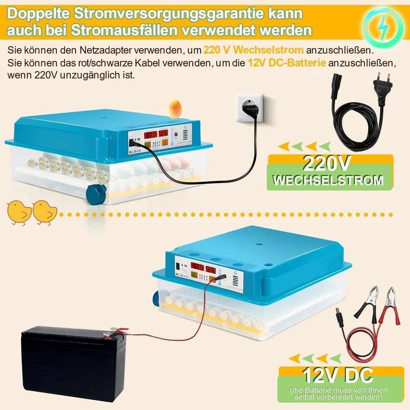 Brutautomat Helautomatiske Inkubator for Kyllinger 64 Egg | Luvikno