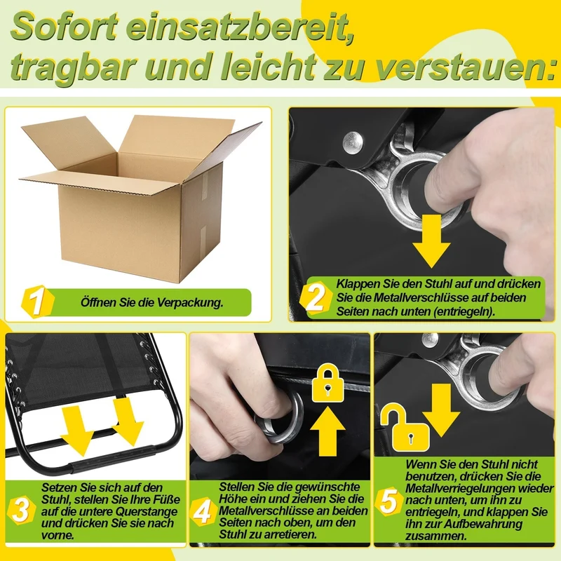 Solstol Sammenleggbar Dekk Stol opptil 200kg | Luvikno