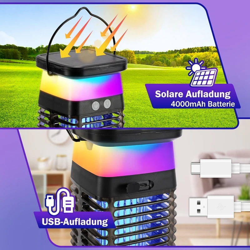 Solar Myggavstøtende Lampe UV Lys Mygg Lampe RGB | Luvikno