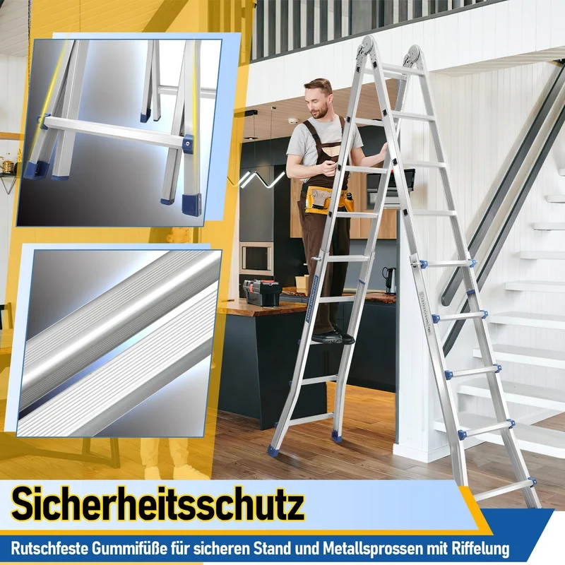 Teleskopstige Multifunksjonsstige 3 i 1 Aluminiumsstige | Luvikno