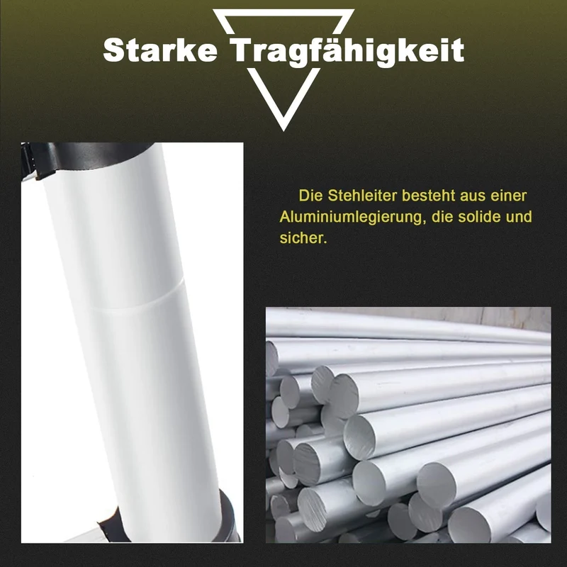 Teleskopisk stige Aluminium Belastningsevne opp til 150kg 2,6m-5m | Luvikno