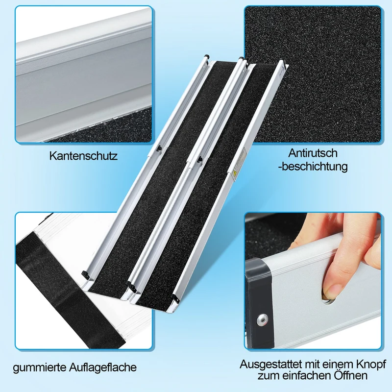 2x Rullestolrampe Aluminium Laste rampe opptil 300 kg | Luvikno