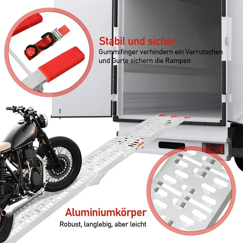 Folding Ramp 340kg Sammenleggbart Aluminium Laste Rampe Motorsykkel | Luvikno