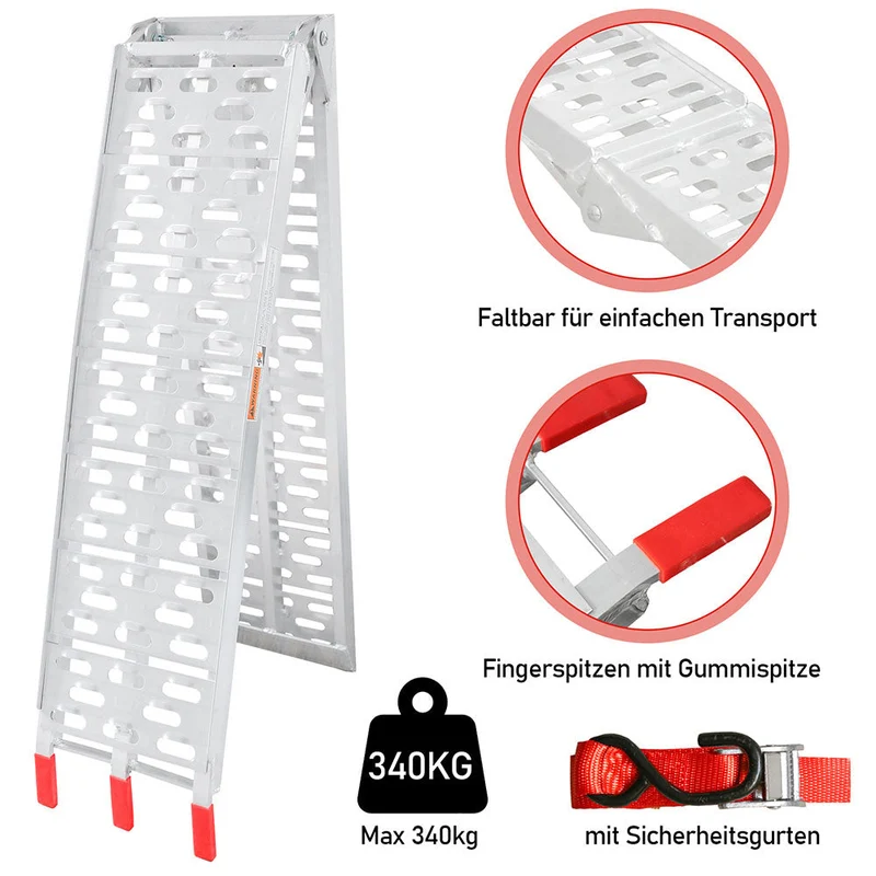 Folding Ramp 340kg Sammenleggbart Aluminium Laste Rampe Motorsykkel | Luvikno