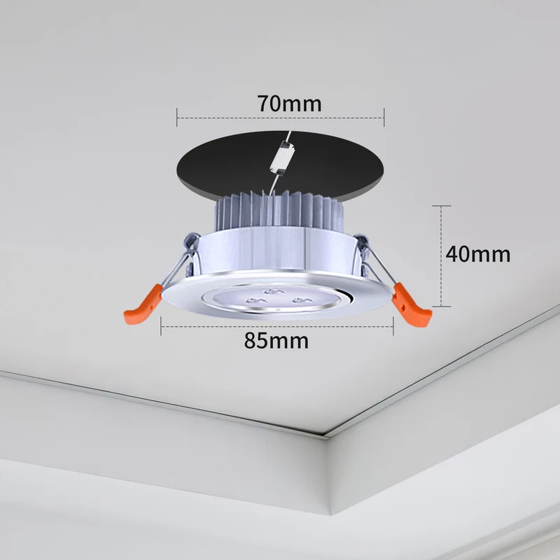 LED innfelt spotlight LED spot 3W kjølig hvit/varm hvit | Luvikno