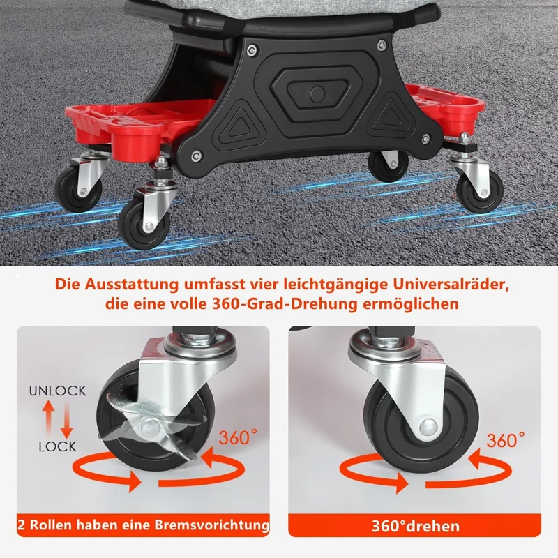 Workshop stool rullestol med lagringsboks | Luvikno