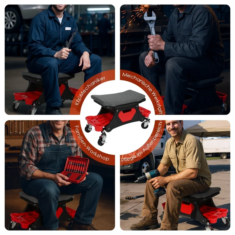 Workshop stool rullestol med lagringsboks | Luvikno