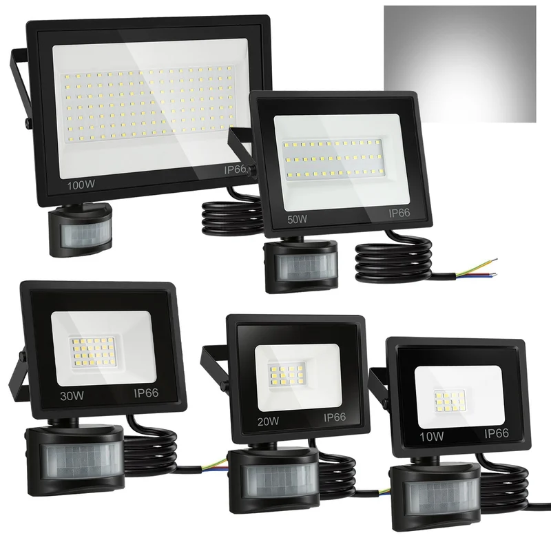 LED Flomlys med Bevegelsessensor Kald Hvit 10W-100W (uten kontakt) | Luvikno