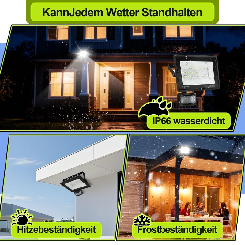 LED Flomlys med Bevegelsessensor Kald Hvit 10W-100W (uten kontakt) | Luvikno