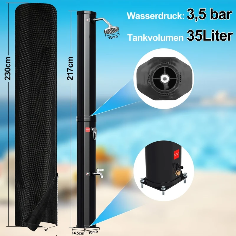 Solardusj 35L hagedusj inkl. beskyttelsesdeksel | Luvikno