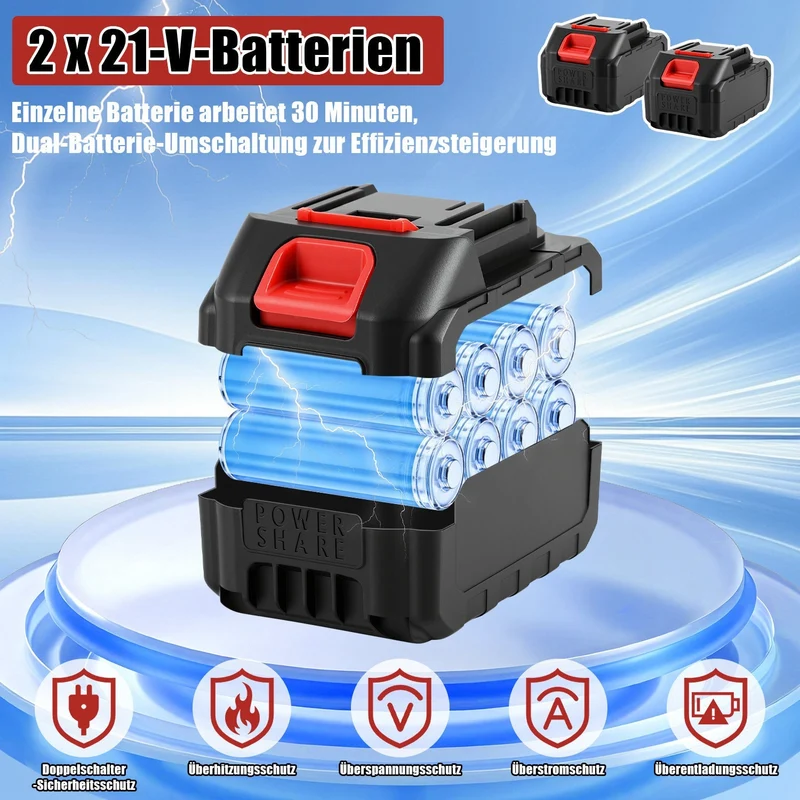 550W Batteri Hage Kultivator med 2 Batterier Bærbar | Luvikno