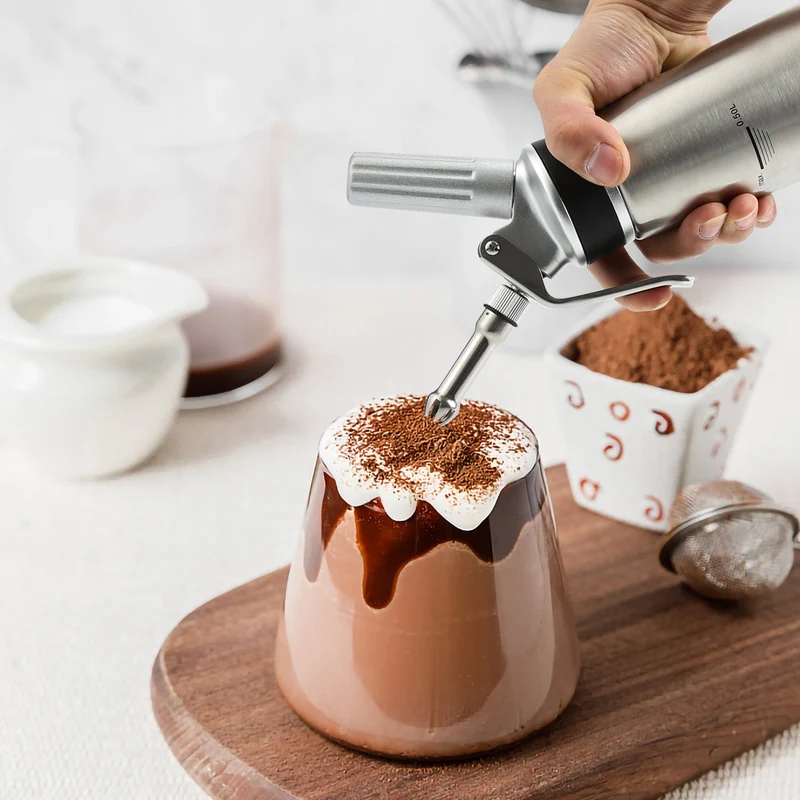 Sahne dispenser rustfritt stål med 3 dyser 500ml | Luvikno