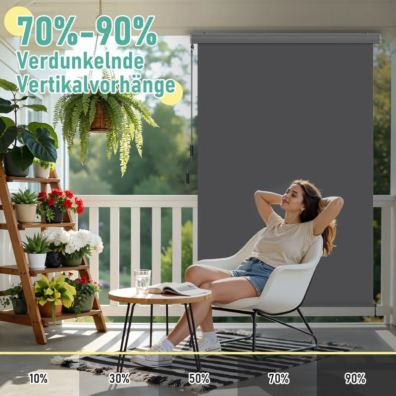 Vertikal markise utendørs rullgardin med håndsveiv | Luvikno
