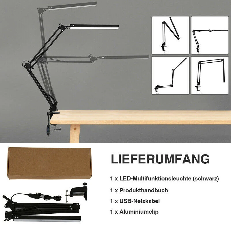 LED Skrivebordslampe Klemme Lys Dimmbar 10W | Luvikno