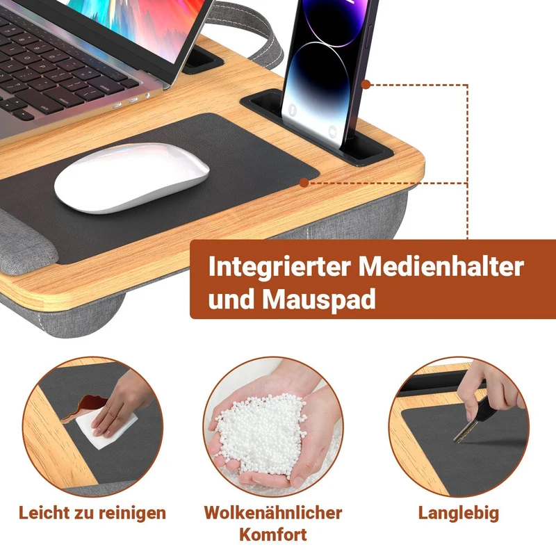 Laptopputerpute ergonomisk laptopbord med håndleddsstøtte & polstret | Luvikno