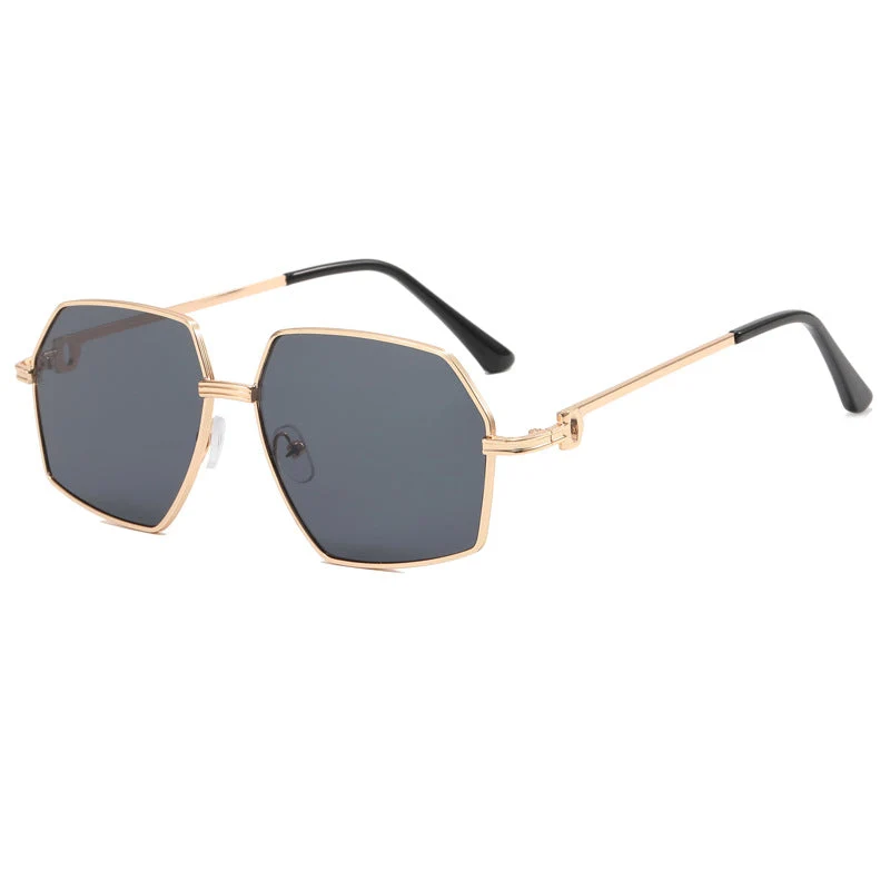 Dame Stilig geometrisk solbrille med edel metallramme Luvikno
