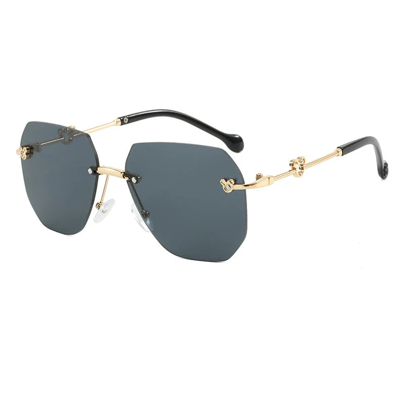 Dame stilige oversized solbriller med fasettert ramme Luvikno