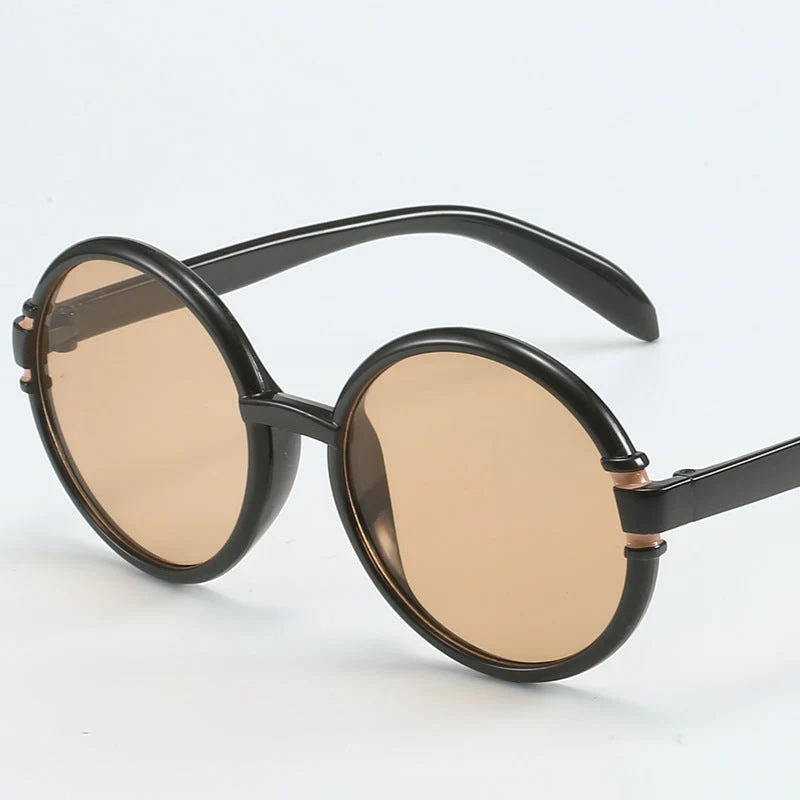Dame rund solbrille i trendy leopardmønster med UV-beskyttelse Luvikno