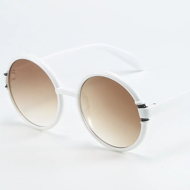 Dame rund solbrille i trendy leopardmønster med UV-beskyttelse Luvikno