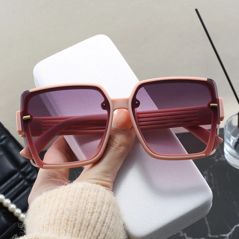 Dame firkantet solbrille med trendy geometrisk design Luvikno
