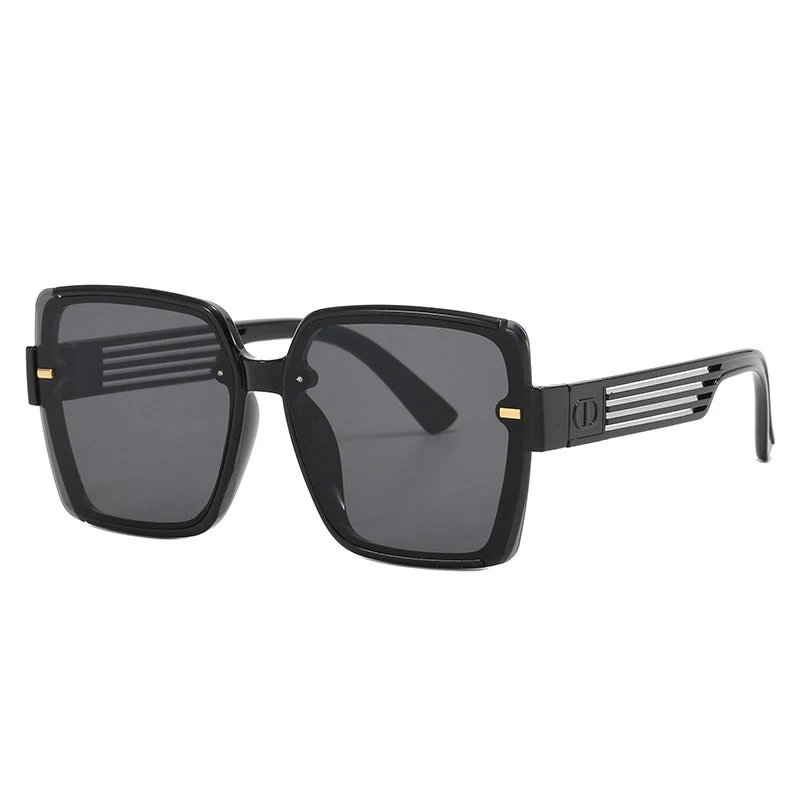 Dame firkantet solbrille med trendy geometrisk design Luvikno